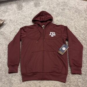 NEW Texas A&M Aggies Maroon Full Zip Up Sweatshirt Hoodie Size Medium GIII NWT